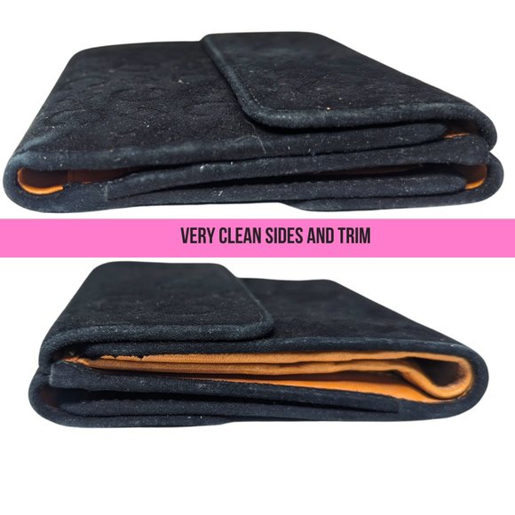 Beautiful Céline Vintage Monogram Black Suede Leather Bi-Fold Snap Wallet M/00/1 - Picture 4 of 14